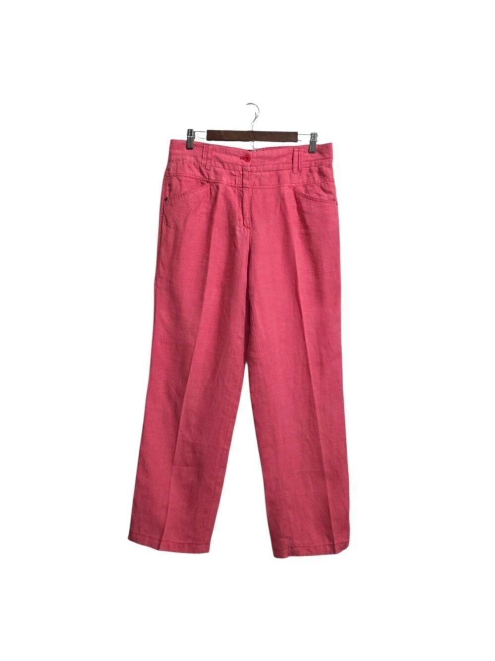 Olsen Mona High Rise Straight Leg Linen Ankle Pants In Coral Sz 10